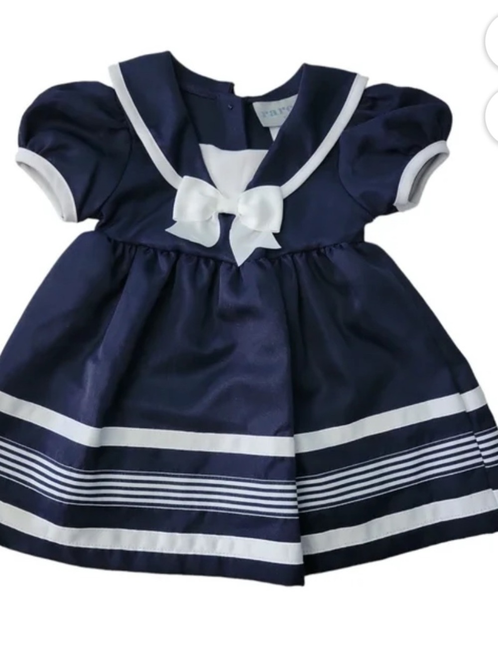 EUC Vintage Rare Editio s Navy Sailor Bow Baby Dress with White Trim